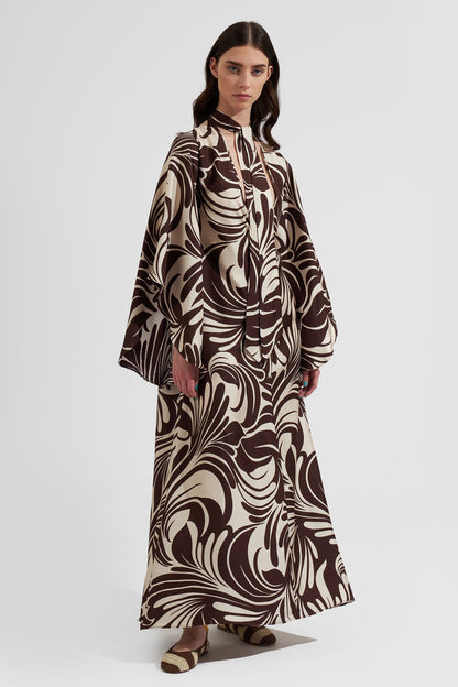 African Woman Printed Silk Kaftan