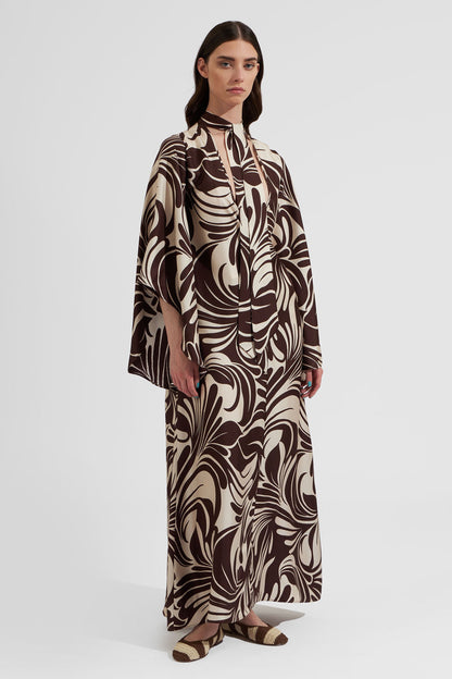 African Woman Printed Silk Kaftan