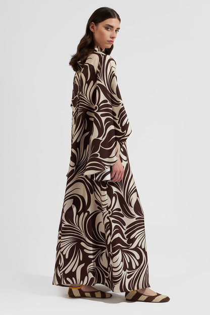 African Woman Printed Silk Kaftan