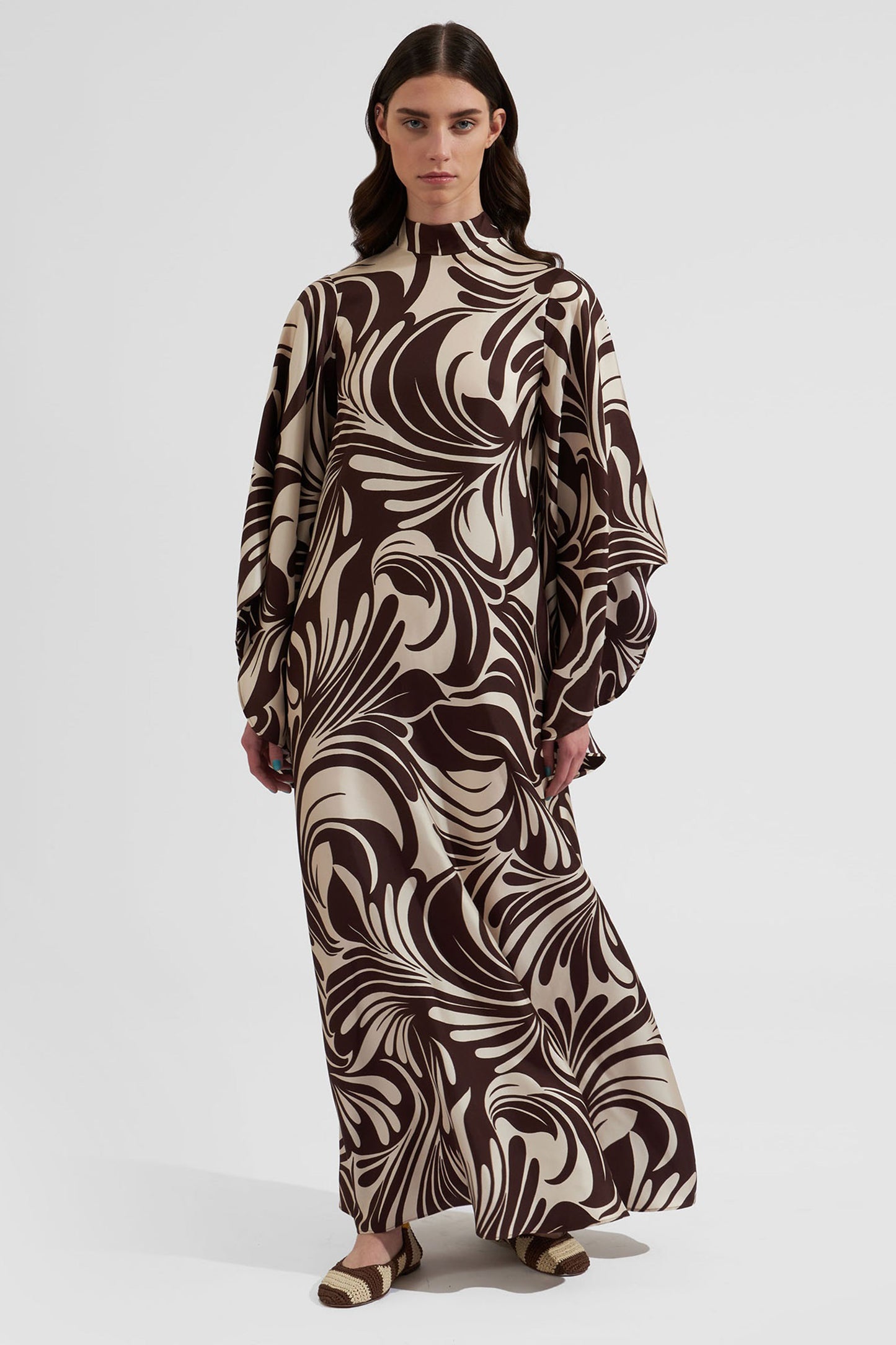 African Woman Printed Silk Kaftan