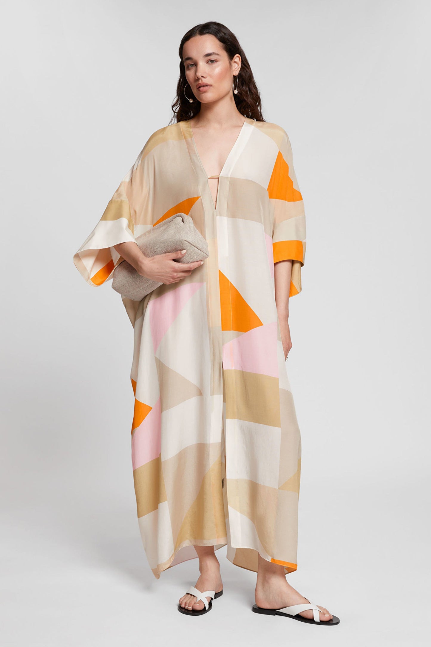 Cream Soft Silk Maxi Dress