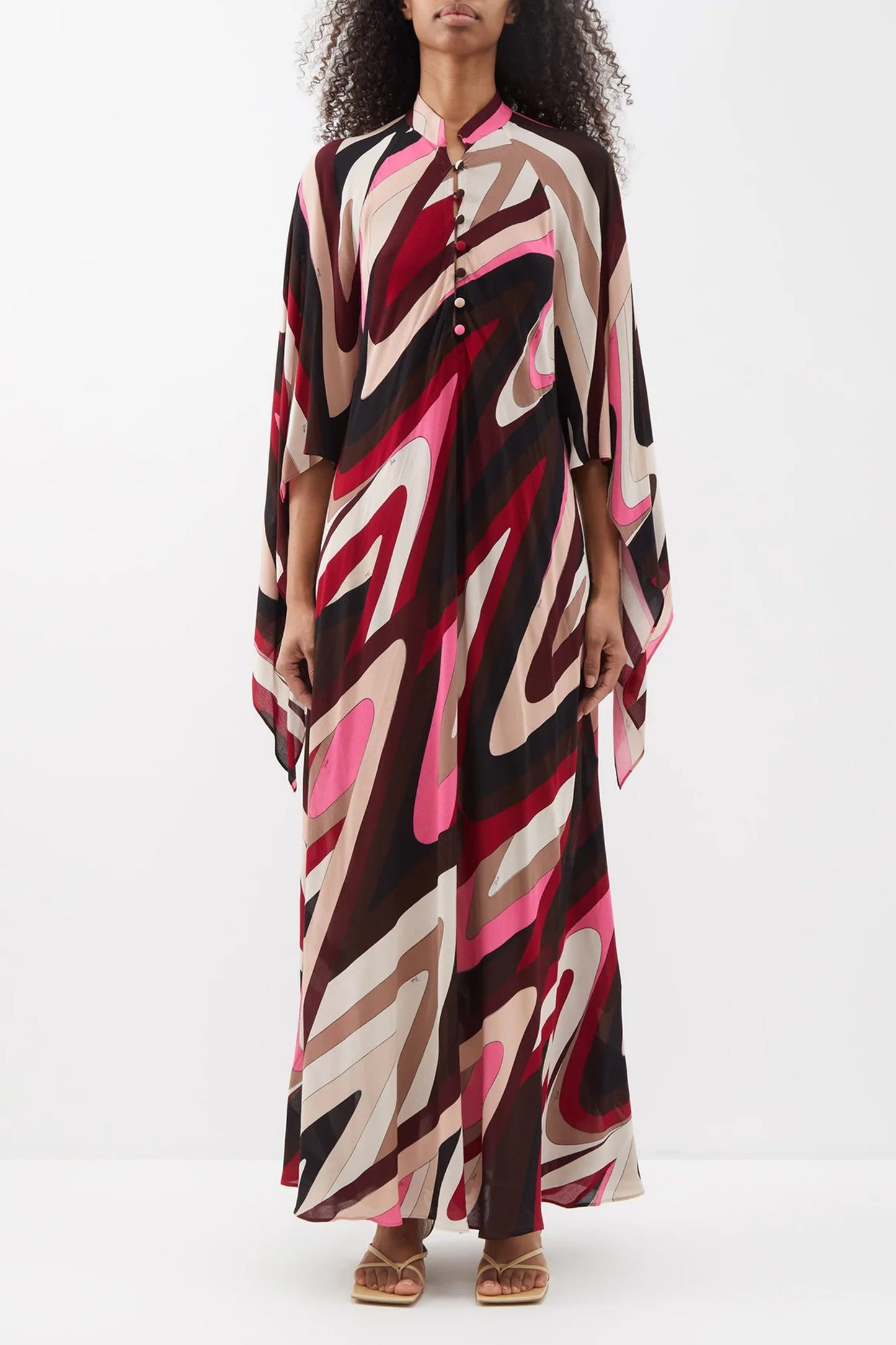 Multi Color Sleeves Silk Kaftan