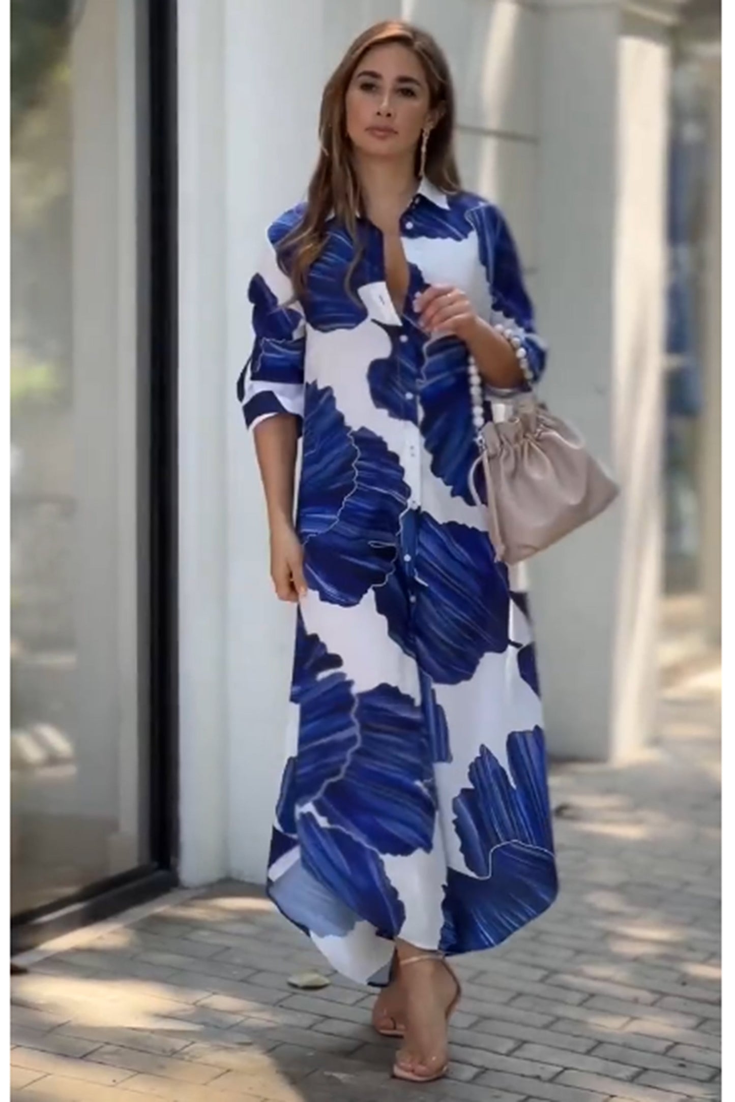 Blue Color Shirt Style Dress