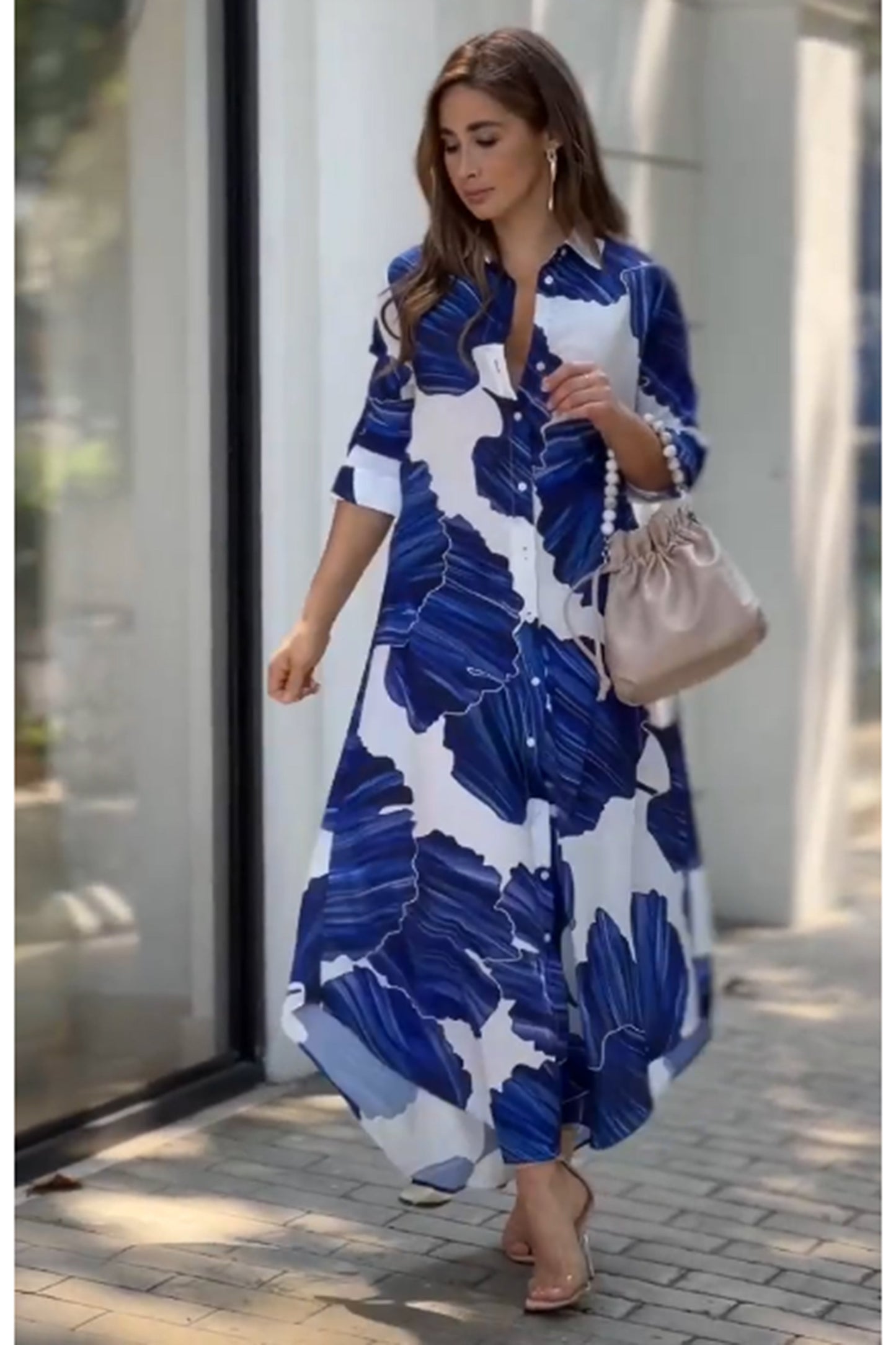 Blue Color Shirt Style Dress