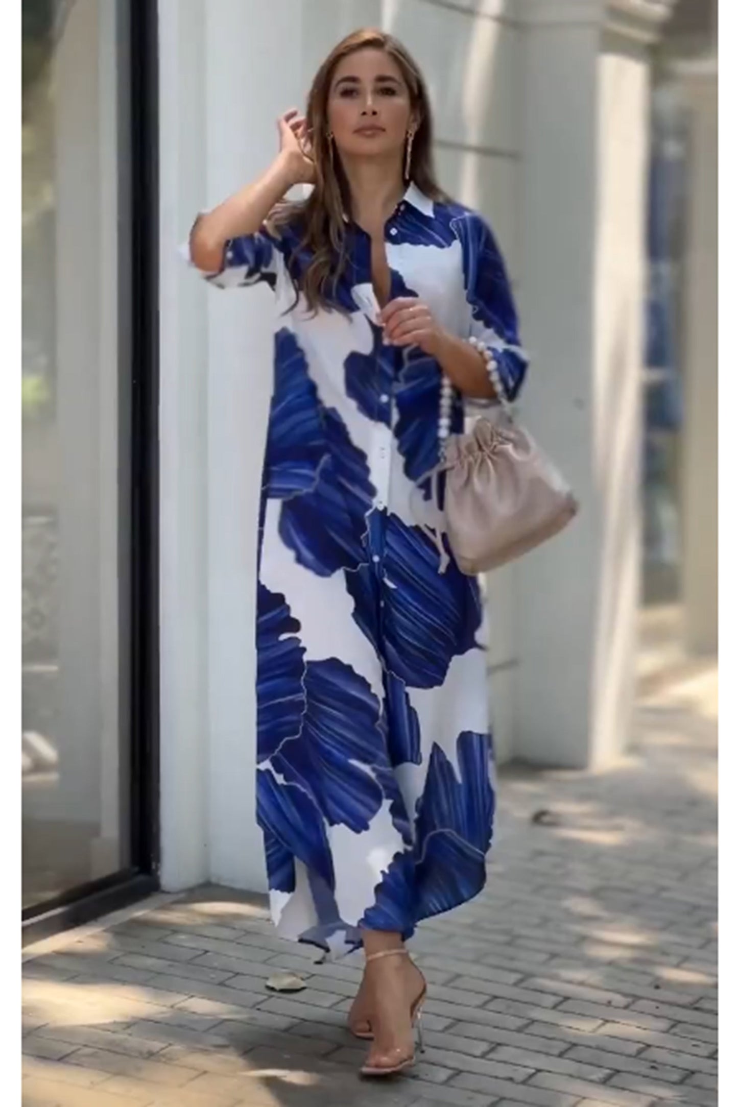 Blue Color Shirt Style Dress