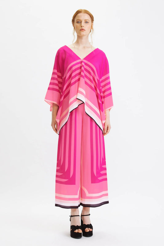 Multi Color Pockets Silk Kaftan