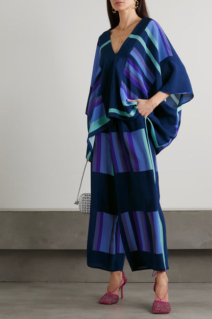 Blue Color Woman Silk Kaftan