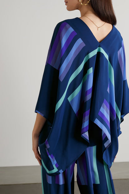 Blue Color Woman Silk Kaftan