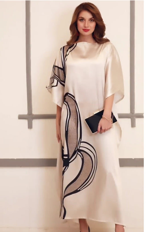 Cream Satin Silk Gown