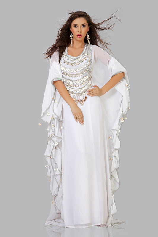 Glamorous White Arabian Designer Kaftan