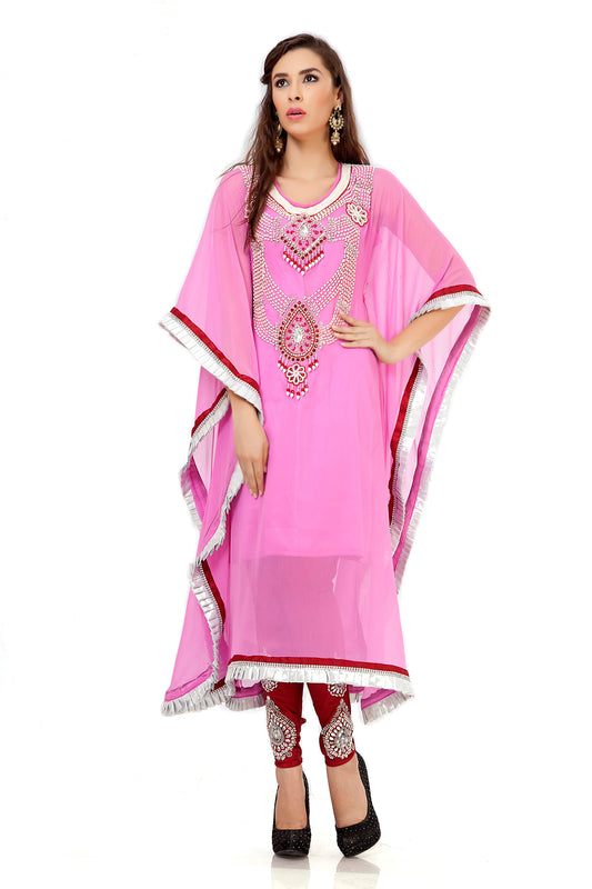 Pink Color Salwar Kameez Style Kaftan