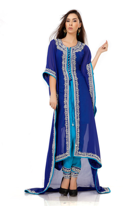 Blue Color Salwar Kameez Style Caftan