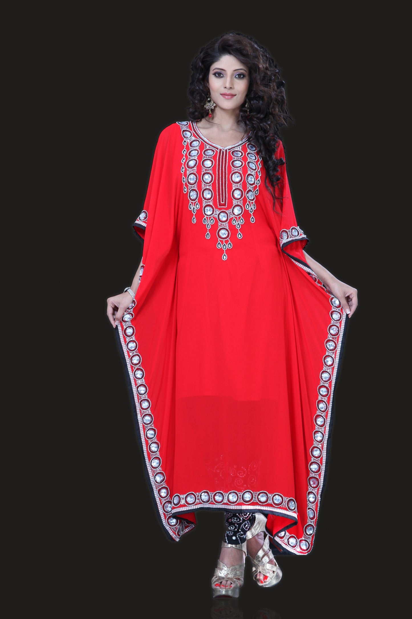 Red Color Designer Takchita Kaftan