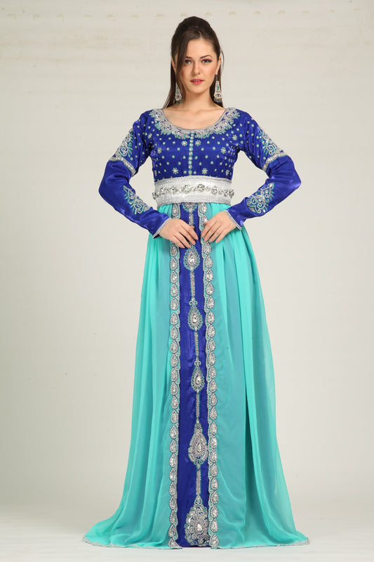 Blue Hnadmade Moroccan Kaftans Dress