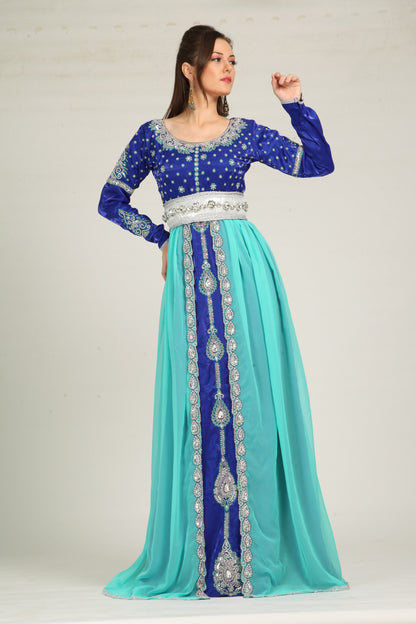 Blue Hnadmade Moroccan Kaftans Dress