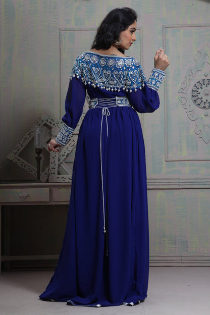 Tantalizing Blue color Maxi Full sleeve Kaftan