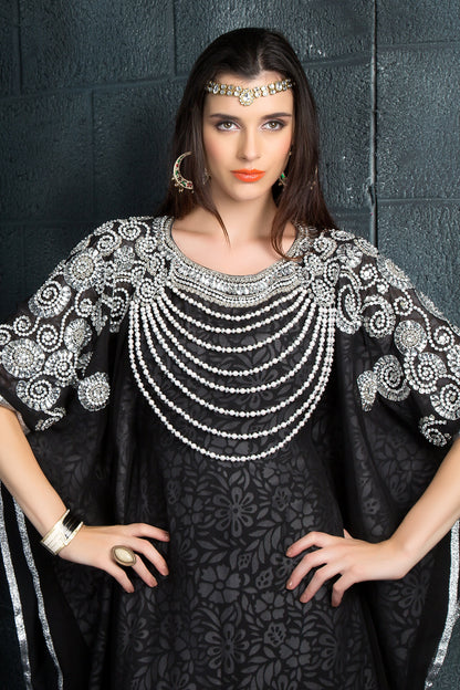 Black and White Color Georgette Kaftan