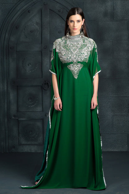 Green Color Georgette Freesize Kaftan