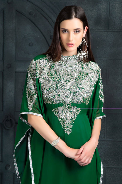 Green Color Georgette Freesize Kaftan