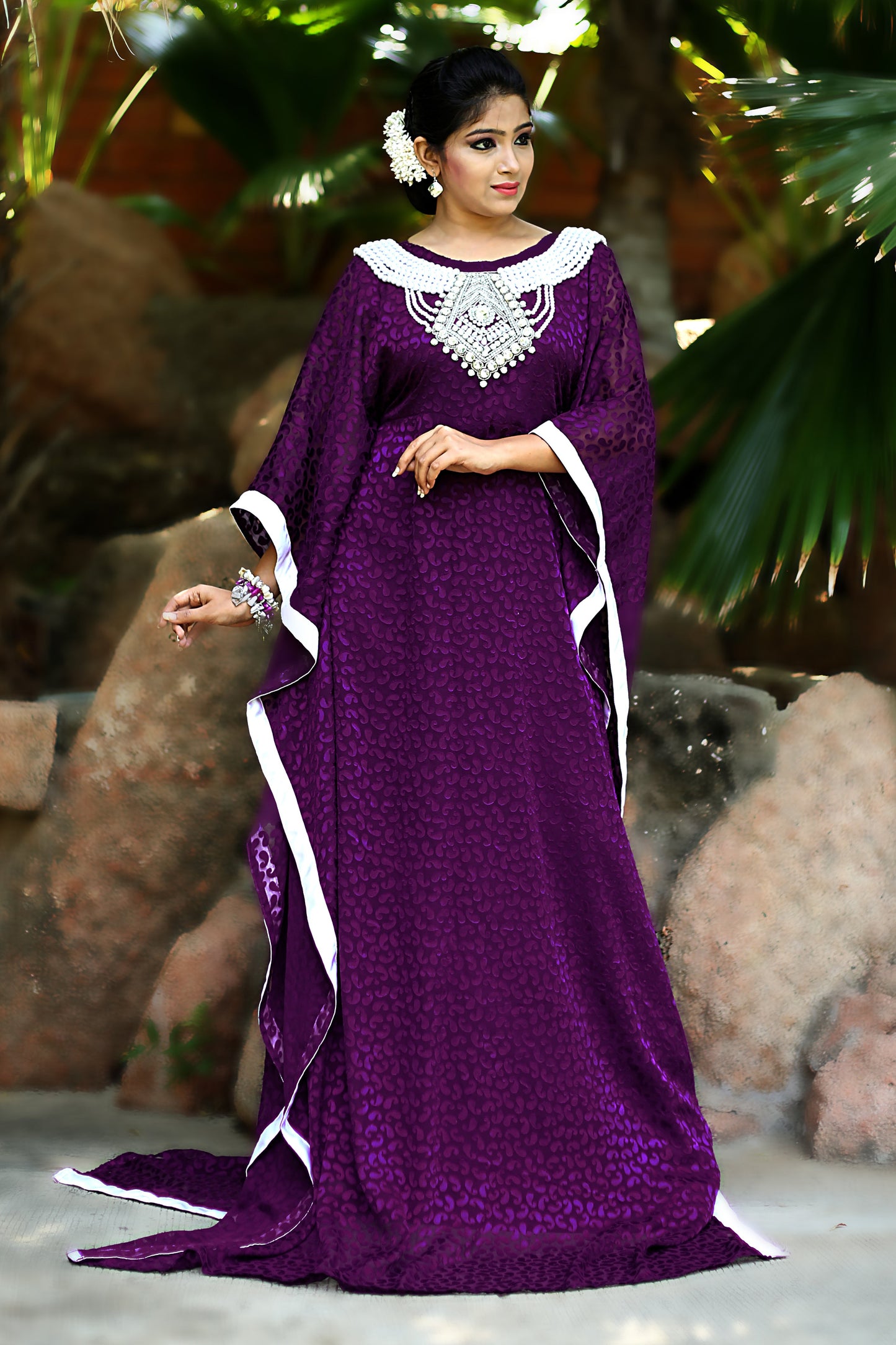 Purple Color Designer Kaftan Farasha Dress