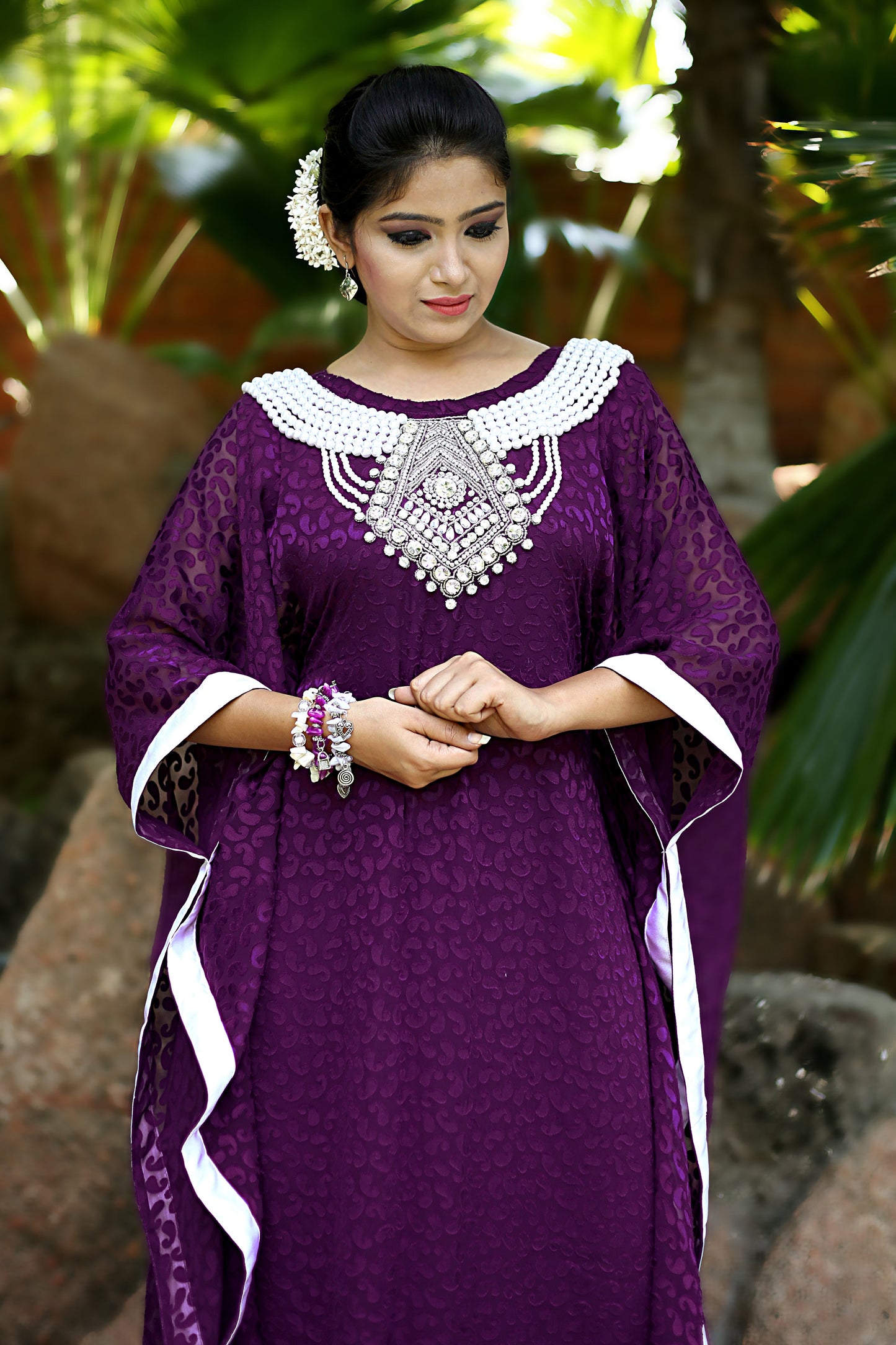 Purple Color Designer Kaftan Farasha Dress