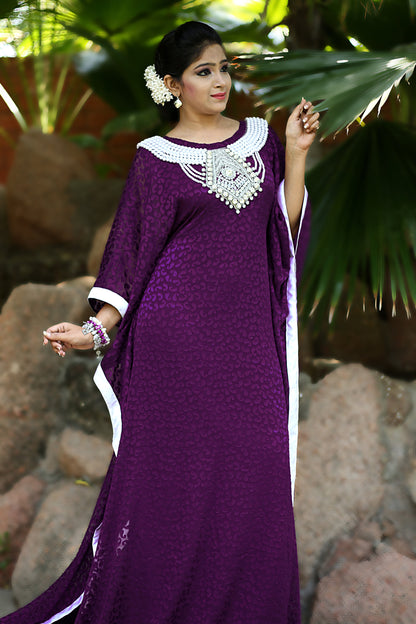 Purple Color Designer Kaftan Farasha Dress