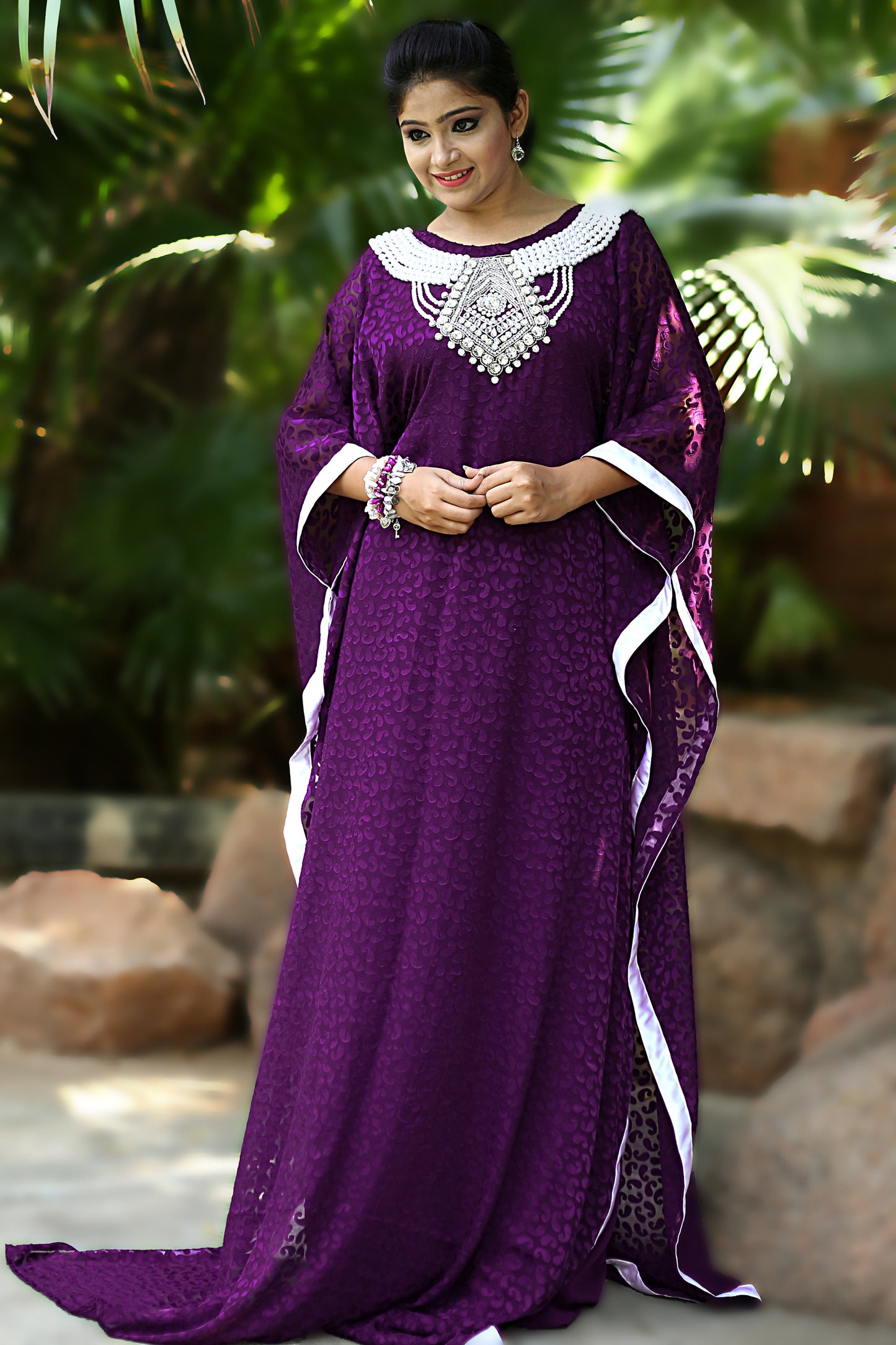 Purple Color Designer Kaftan Farasha Dress