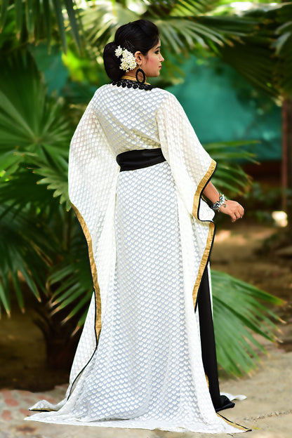 Black and Off White Jacket Style Brasso Kaftan