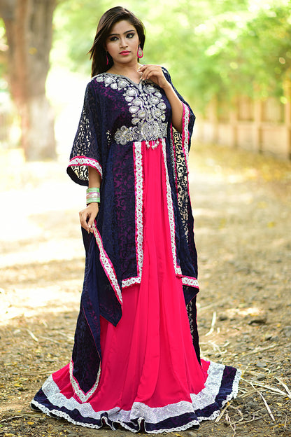 Pink and Blue Exclusive Fancy Dubai Caftan