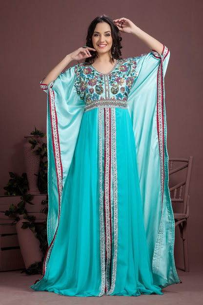 Aqua Blue Partywear Kaftan