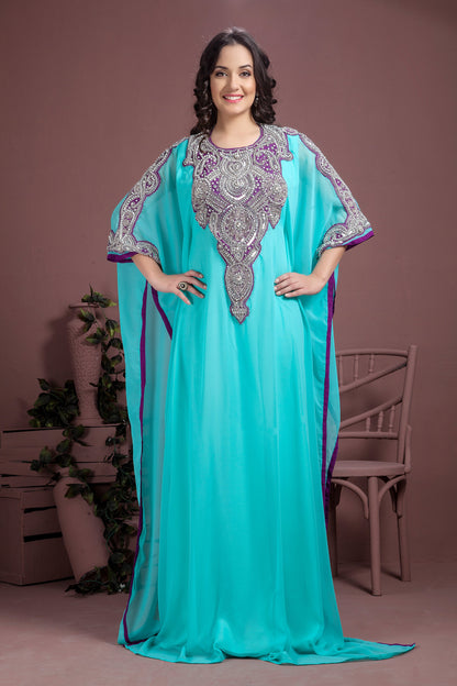 Aqua Blue Takchita Kaftan For Women