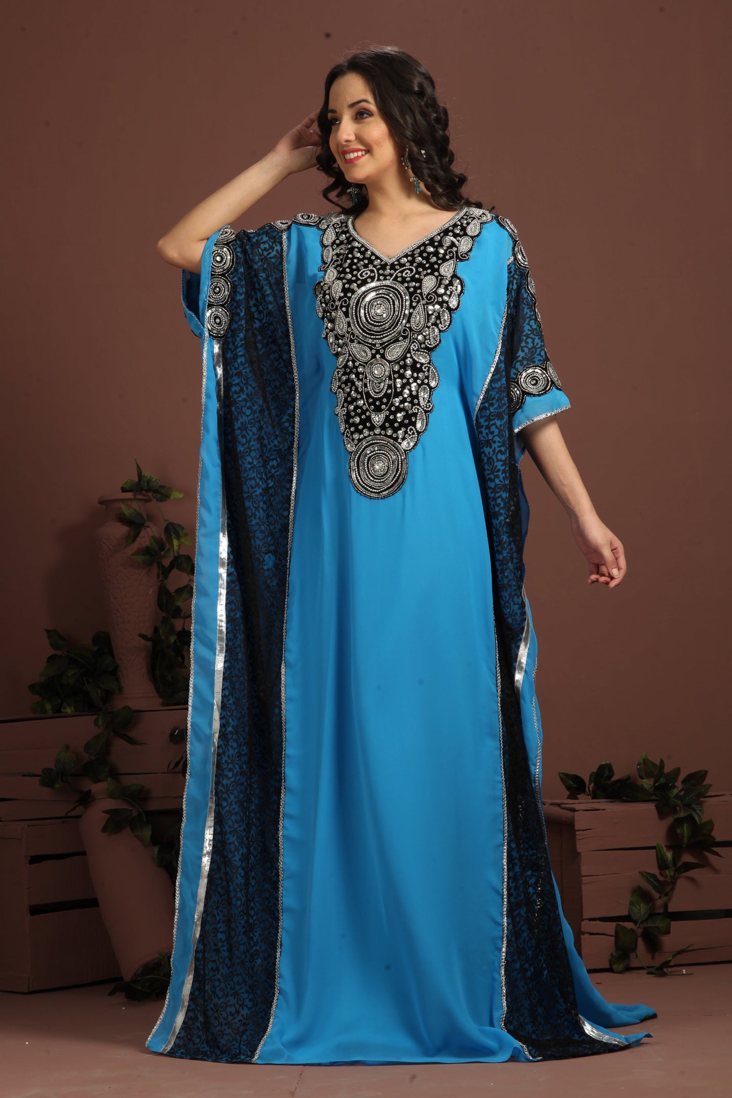 Blue color Maxi Full sleeve Kaftan dress