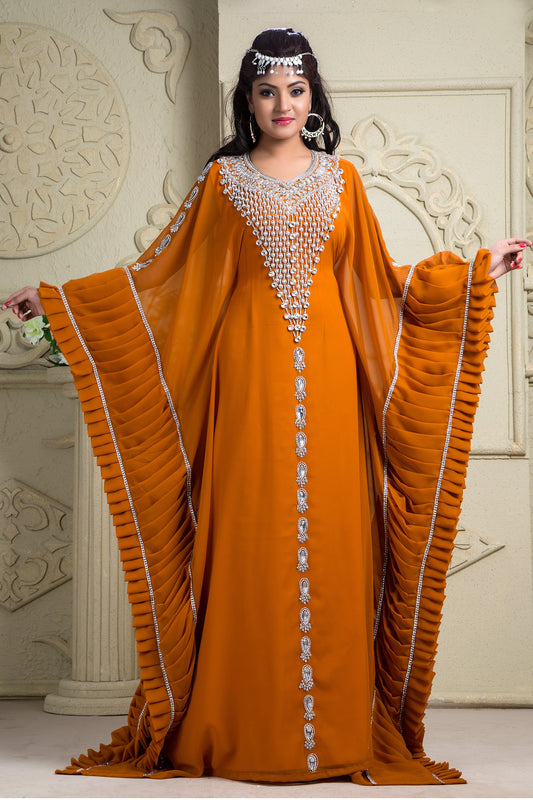 Orange Color Designer Arabic Kaftan Dress