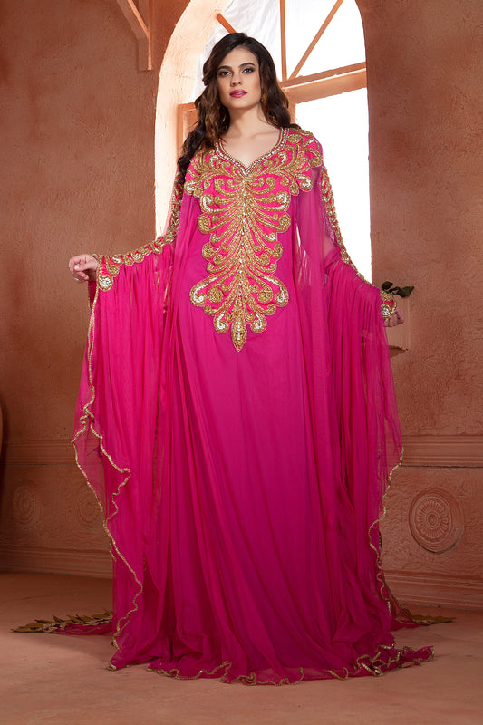 Pink color designer Moroccan Party Wedding  kaftan