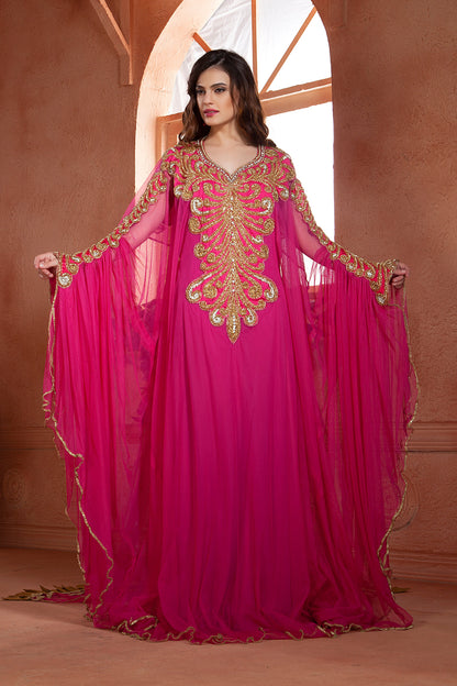 Pink color designer Moroccan Party Wedding  kaftan