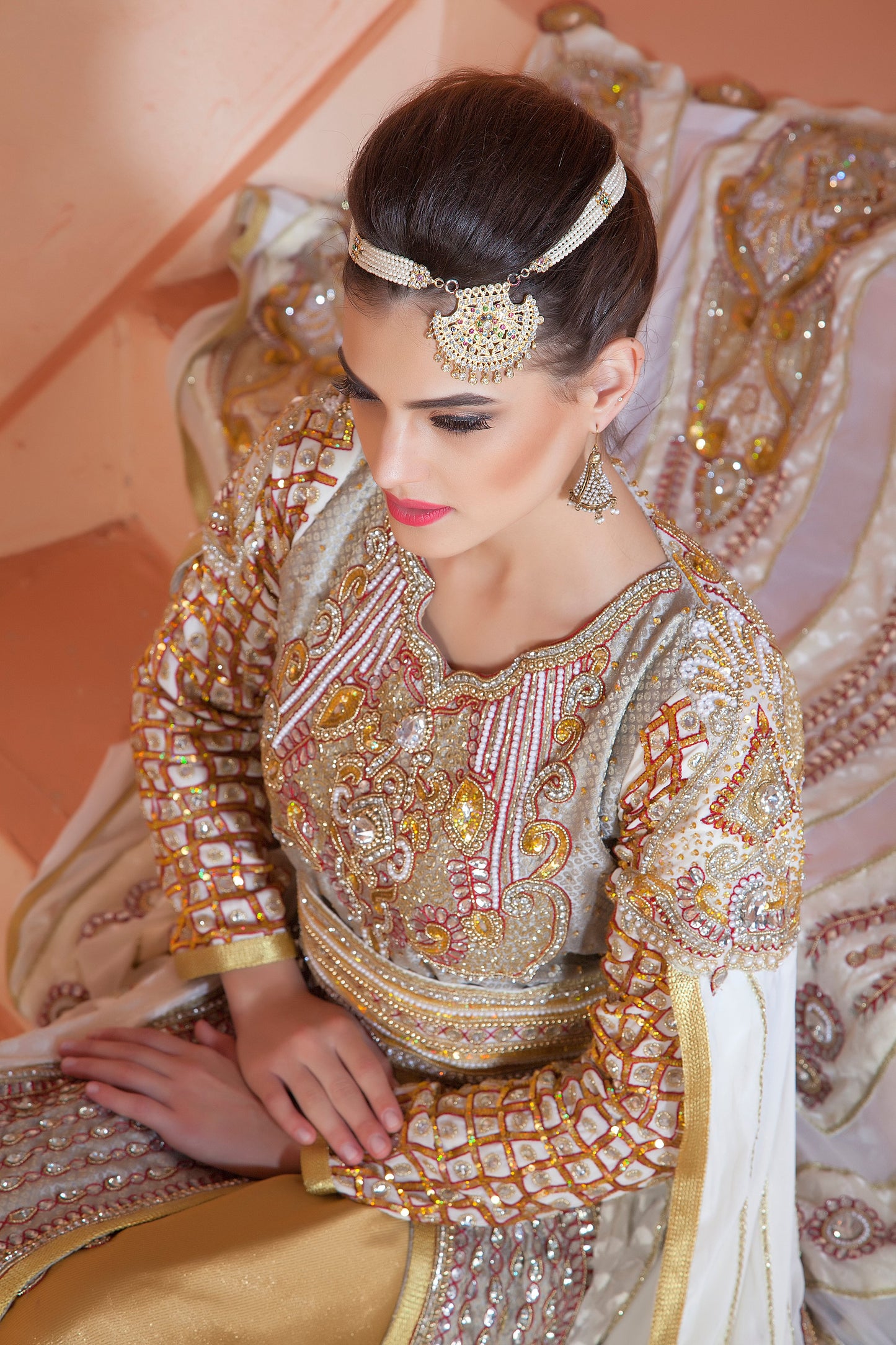 Gray Modern Moroccan Wedding Long Sleeve Dress Kaftan