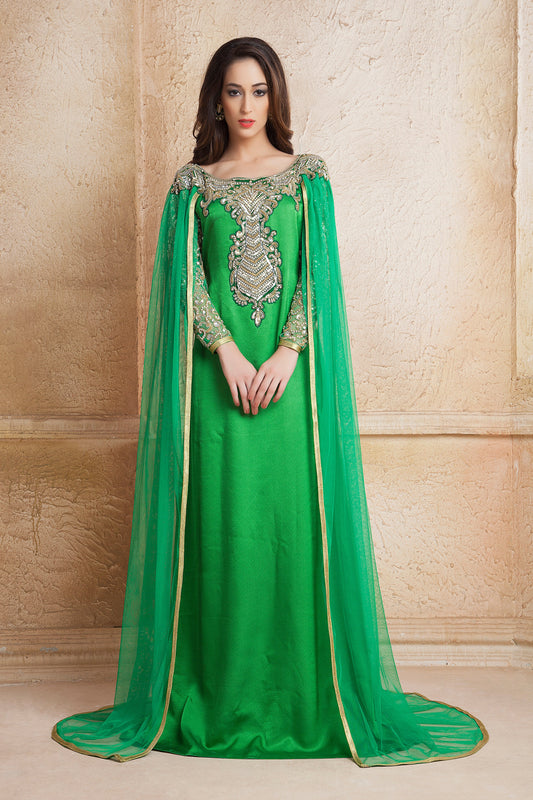 Green Color Designer  Handmade Arabic  Moroccan  Kaftan