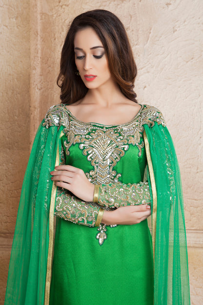 Green Color Designer  Handmade Arabic  Moroccan  Kaftan