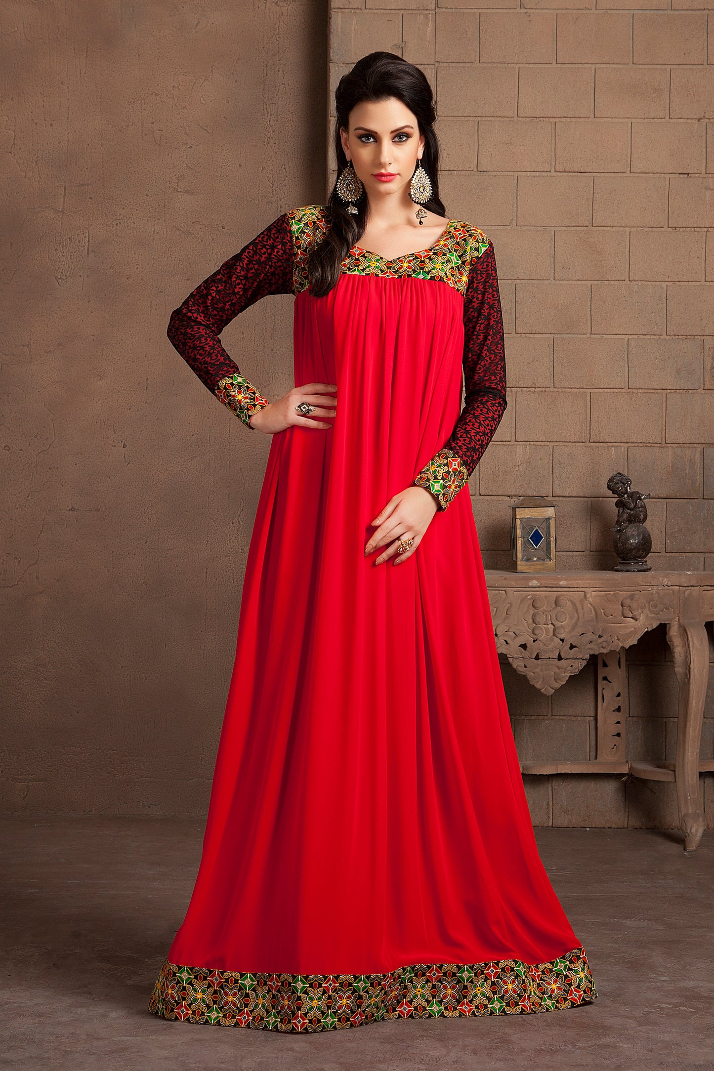 Red color Georgette Kaftan