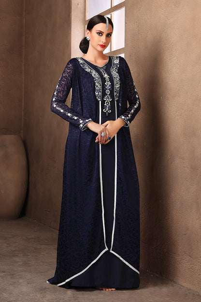 Dark Blue Party Wear Kaftan For Womans