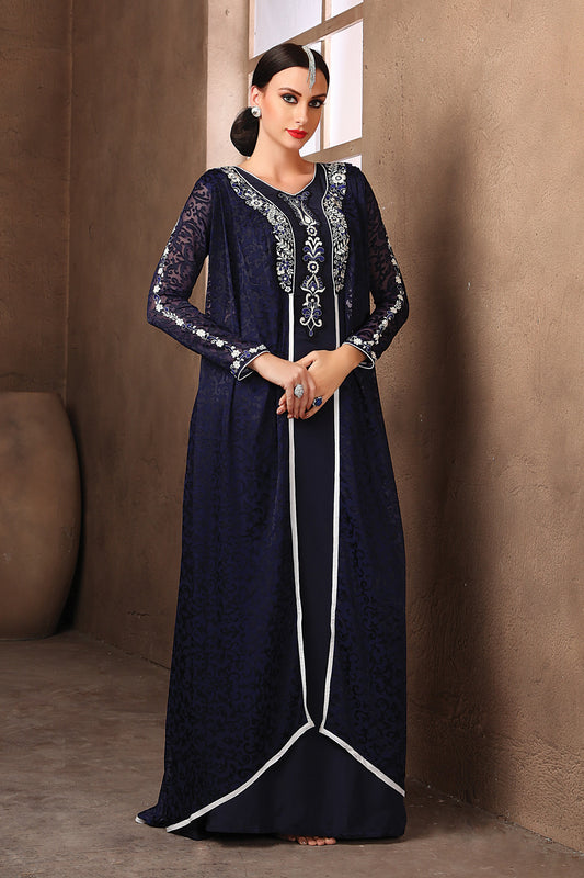 Dark Blue Party Wear Kaftan For Womans