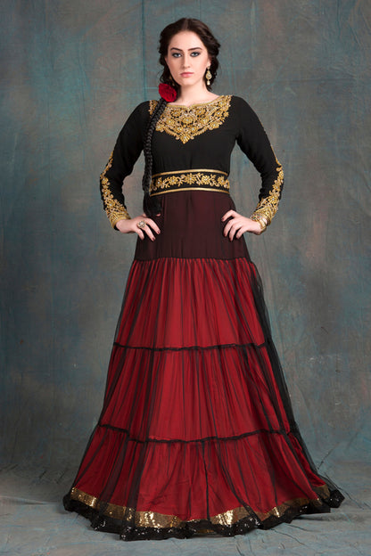 Black and Red Color Designer Kaftan