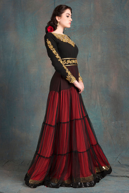 Black and Red Color Designer Kaftan