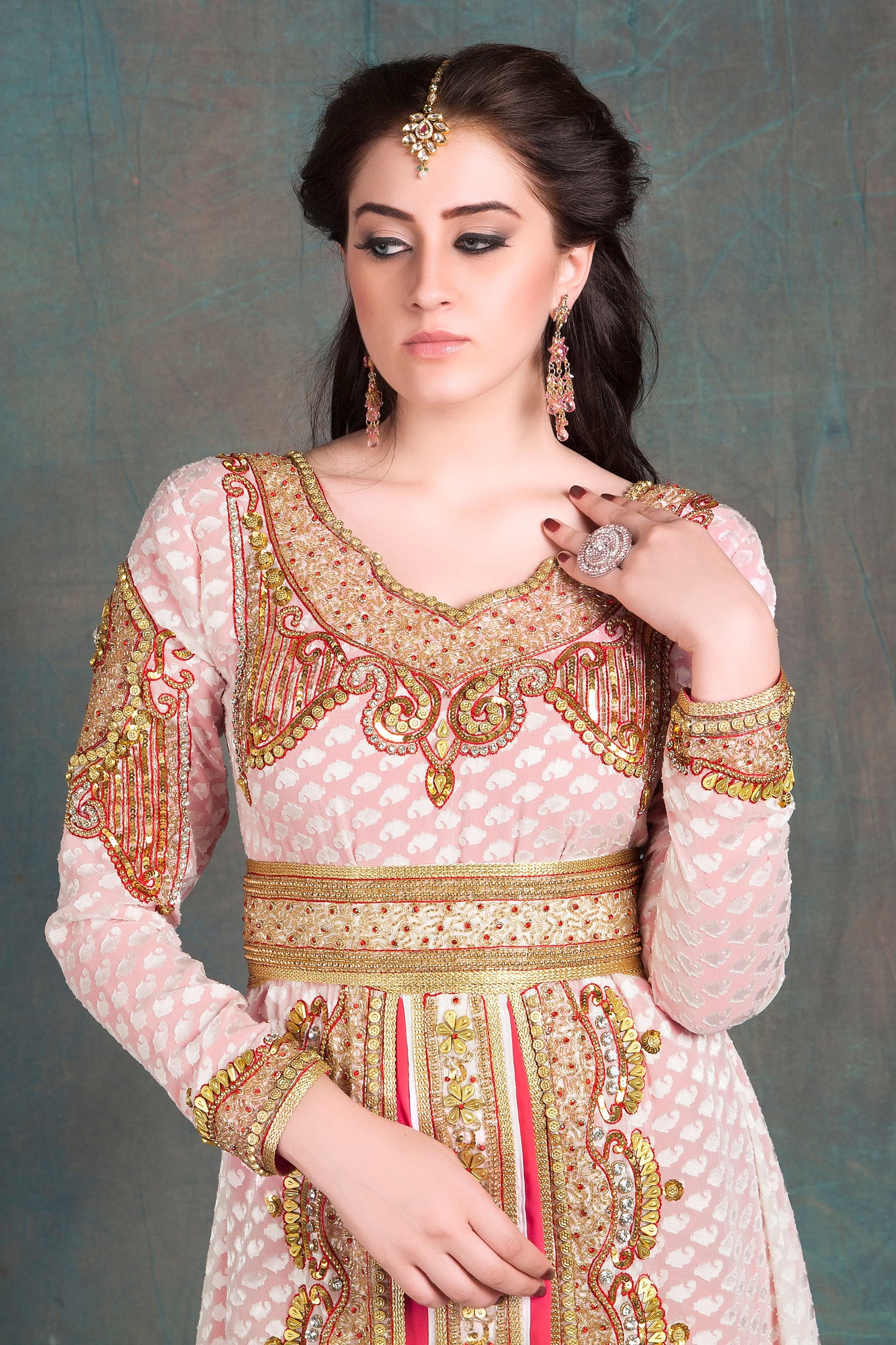 Off White and Pink Moroccan Kaftan