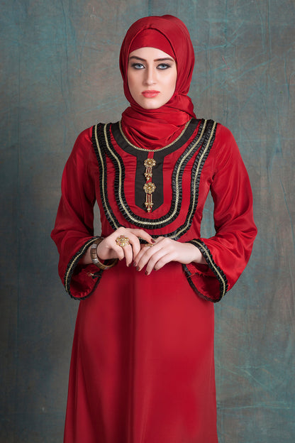 Maroon Color Party Wear Abaya