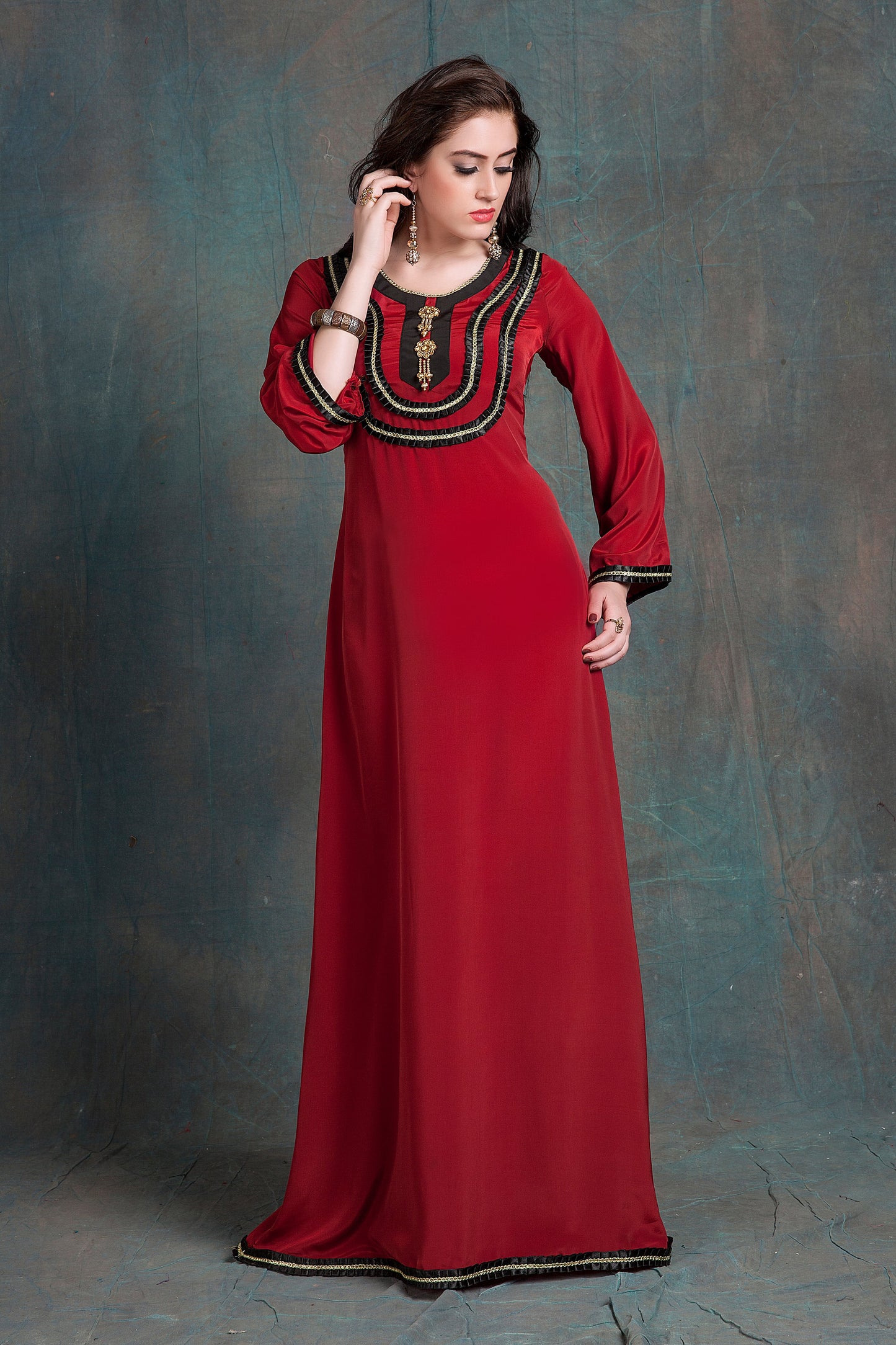 Maroon Color Party Wear Abaya