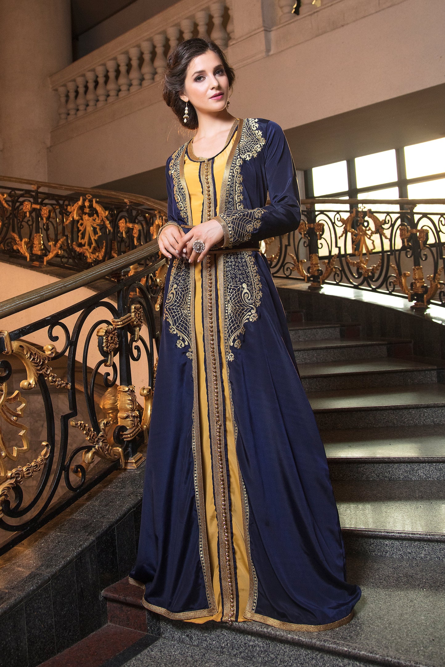 Dark Blue Party Wear Designer Kaftan