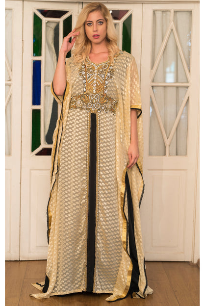 Beige and Black Designer Kaftan