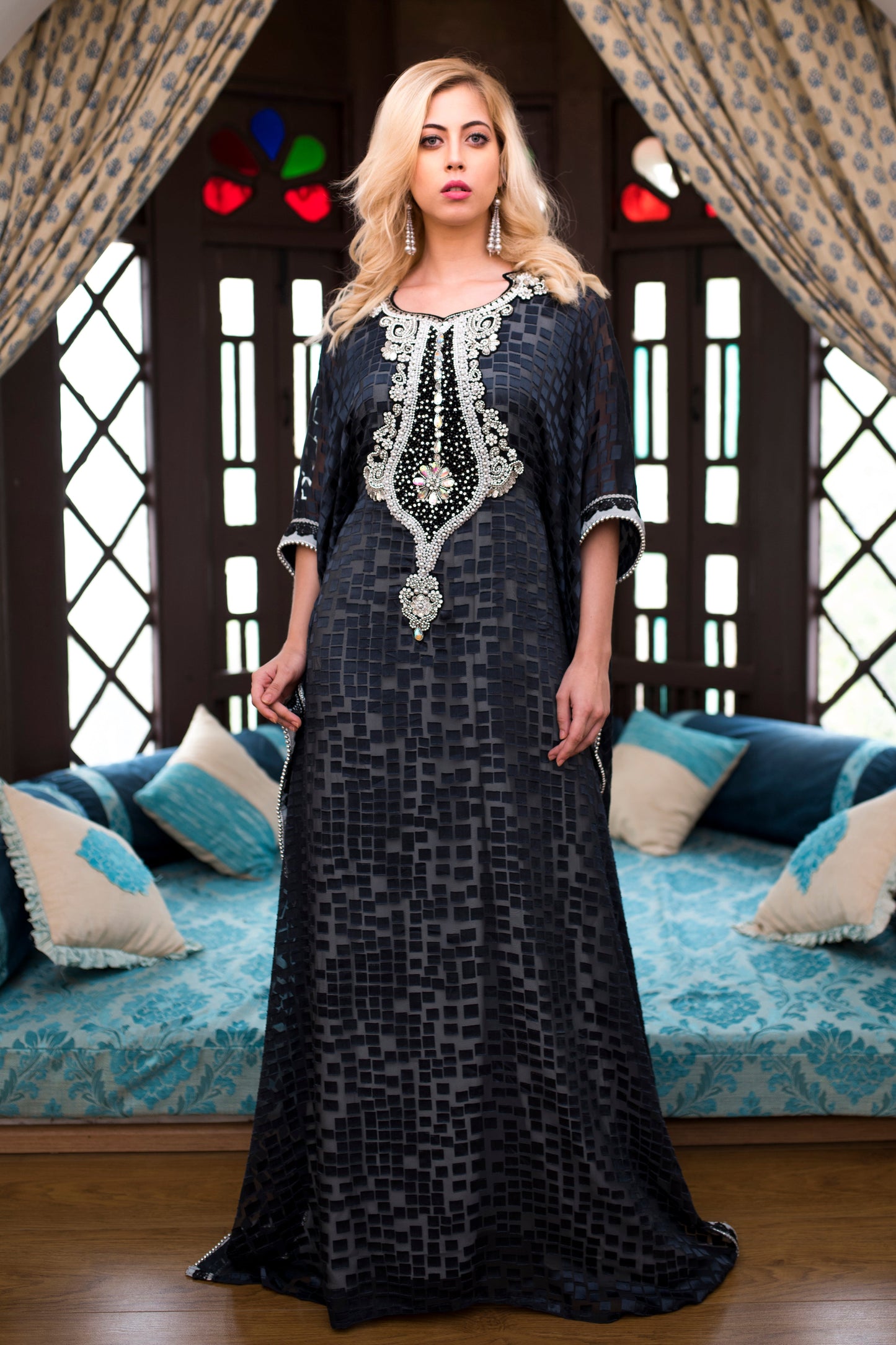 Dark Gray Color Designer Kaftan