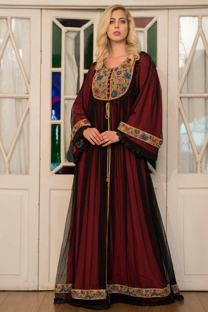 Black and Red Embroidery Kaftan